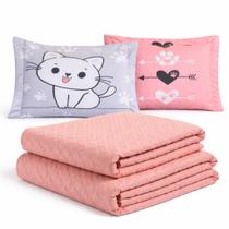 Colcha Cobre Leito Conjunto Jogo Roupa Cama Casal Queen 5 Pçs Dupla Face Macio 400 Fios Toque Seda