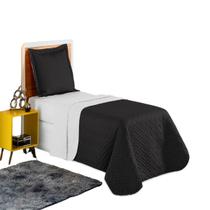 Colcha Cobre Leito Edredom Roupa Cama Solteiro 2 Pçs Matelado Dupla Face Preto Simples Basica Luxo