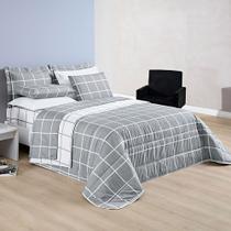Colcha Cobre Leito Esplendor Queen 3 Peças Dupla Face - Cinza - 100% Poliéster Colcha Cobre Leito Esplendor Queen 3 Peças Dupla Face - Cinza - 100% Poliéster