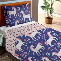 Colcha Cobre Leito Estampada Solteiro Unicórnio