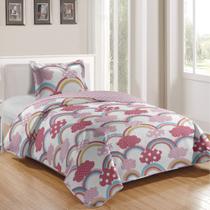Colcha Cobre leito Infantil 2 Peças Dupla Face Estampada Cor:Arco iris
