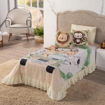 Colcha Cobre-Leito Infantil Solteiro 4 Peças Safari - Nalu Casa E Decoração