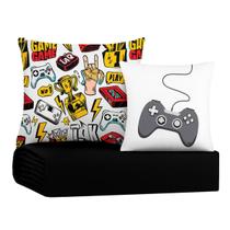 Colcha Cobre Leito Jogo Cama Criança Solteiro 5 Pçs Matelado Quarto Menino Video Game Preto