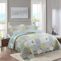 Colcha Cobre Leito Jogo de Cama King Patchwork estampado 3 Peças Dupla Face 2.60x2.80