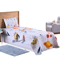 Colcha Cobre Leito Jogo Roupa Cama Box Solteiro 2 Pçs Matelado Fronha Quarto Menino Astronauta Branco Colcha Cobre Leito Jogo Roupa Cama Box Solteiro 2 Pçs Matelado Fronha Quarto Menino Astronauta Branco