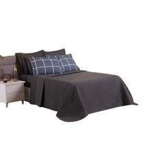 Colcha Cobre Leito Jogo Roupa Cama Casal Queen 5 Pçs Matelado Fronha Macio Dupla Face Toque Seda