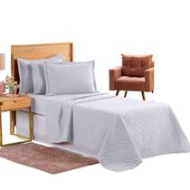 Colcha Cobre Leito Jogo Roupa Cama Solteiro 2 Pçs Simples Matelado Basico Branco Macio Toque Luxo