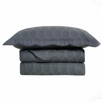 Colcha Cobre Leito King 260x280 cm Camesa Ilusion Favo Cinza Chumbo