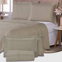 Colcha Cobre Leito King Size Dupla Face 200 Fios 3 Peças Com Porta travesseiro Matelado Premium Luxo Siena Roll