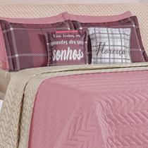 Colcha Cobre Leito Matelado Madri King 5 peças - Rosa