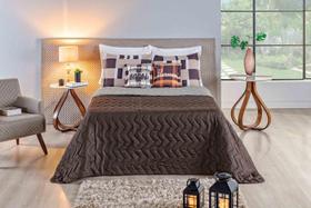 Colcha Cobre Leito Matelado Madri King 5 peças - Tabaco