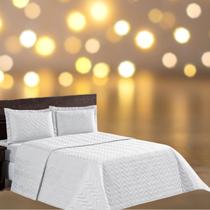 Colcha Cobre Leito Pratic Casal Padrão Branco - Cama Posta