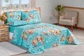 Colcha cobre leito queen 2,60x2,40 naturale 3 peças elegante