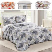 Colcha Cobre Leito Queen 3 Peça Dupla Face Estampada Camesa