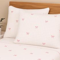 Colcha Cobre Leito Queen 3 Peças Algodão Misto Luxo Lacinhos