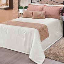 Colcha Cobre Leito Queen 8 Peças Viena Seda Bordado Xale Floral Jacquard Estampado Luxuoso