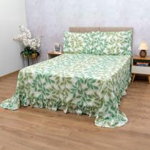 Colcha Cobre Leito Queen Com Babado 3 Peças 400 Fios Toque Macio