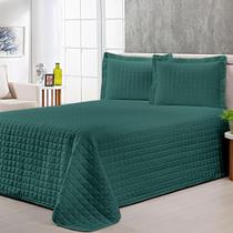 Colcha Cobre Leito Queen com Porta Travesseiro 300 Fios Toque Macio Kit 3 Peças Verde