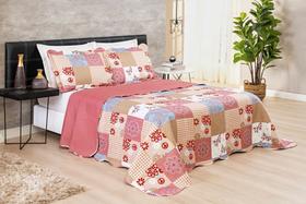 Colcha Cobre Leito Queen Estampada Bouti 3pcs Dupla Face Patchwork