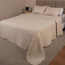 Colcha Cobre Leito Queen kit 3 peças Dupla Face Micro Percal Macio Ultrassônico