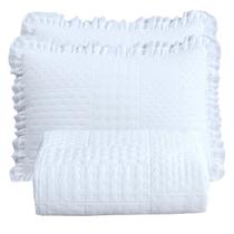 Colcha Cobre Leito Queen Malvinni MicroPercal 300 Fios 3 Peças - Branco - 100% Poliéster