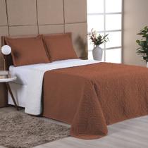 Colcha Cobre Leito Queen Matelado e Dupla Face Micropercal 200 Fios 3 Peças Elegance Terracota