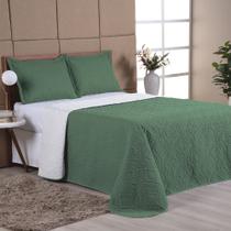 Colcha Cobre Leito Queen Matelado e Dupla Face Micropercal 200 Fios 3 Peças Verde Elegance