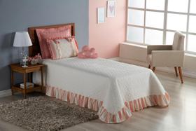 Colcha cobre leito solteiro 4 peças menina com almofada