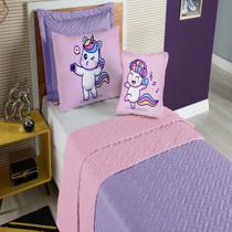 Colcha Cobre Leito Solteiro 5 Pçs Matelado Quarto Menina Lilas