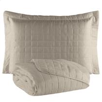 Colcha Cobre Leito Solteiro com Porta Travesseiro 300 Fios Toque Macio Kit 2 Peças Avelã