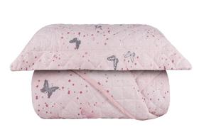 Colcha Cobre Leito Solteiro Dupla Face C/ Porta Travesseiro Matelado Borboletas Rosa Elis 50% Algodão e 50% Poliéster Sultan