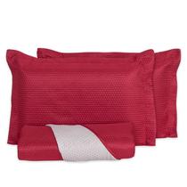 Colcha Cobre Leito Super King Size 3 Peças Dupla Face 200 Fios Matelado Ultrassônico Porta Travesseiro Aba Americana Siena Double