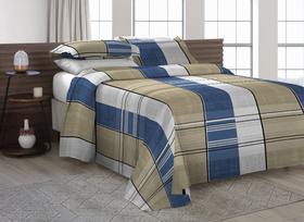 Colcha Cobre Leito VIUVA 3pç Tecido Pique Estampado AZUL Colcha Cobre Leito VIUVA 3pç Tecido Pique Estampado AZUL