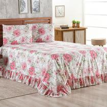 Colcha com babado laila 3 peças estampada