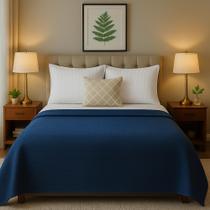 colcha de cama casal padrão avulso cobre leito 2,5m x 2,2m. MARINHO colcha de cama casal padrão avulso cobre leito 2,5m x 2,2m. MARINHO