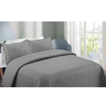 Colcha de cama Edredão Summer King Size de poliéster liso acinzentado