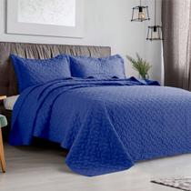 Colcha de cama King Size de poliéster liso azul