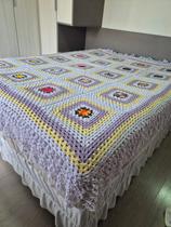 Colcha de Lã Feita à Mão em Crochê Casal 1,40x1,79mt