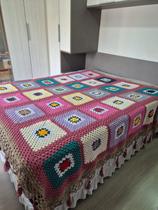 Colcha de Lã Feita à Mão em Crochê Casal 2,00X1,75mt