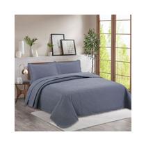 Colcha de verão de 2 lugares Queen com pompons cinza Colcha de verão de 2 lugares Queen com pompons cinza