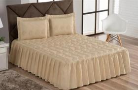 Colcha Desejo Bordada Para Cama Casal Padrão Com Babado Kit 3 Peças Cama Posta!