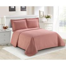 Colcha Dupla Face Casal Pompom em Poliéster 150 Fios 3 Peças Camesa