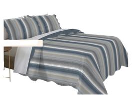 Colcha Dupla Face King 3 Peças Evoluiton Camesa Cor:Tejo