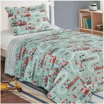 Colcha e fronha infantil evolution patchwork solteiro camesa