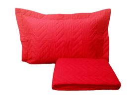 Colcha elasticada solteiro 2 peças vermelho microfibra PT - Linha Perimetral Textil