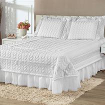 Colcha Esplendida em Micropercal 200 fios Queen 05 Peças - Branca - 100% Poliéster