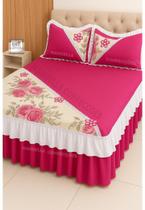 Colcha Estampada Acochoada Com babado Duplo e Bico 2,40m X 2,60M- Cama Casal Colcha Estampada Acochoada Com babado Duplo e Bico 2,40m X 2,60M- Cama Casal