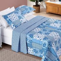 Colcha Estampada Dupla Face Bouti Casal 03 Peças - Azul Sereno Colcha Estampada Dupla Face Bouti Casal 03 Peças - Azul Sereno