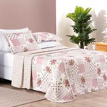 Colcha Estampada Dupla Face Bouti Queen 03 Peças - Rosa Matura