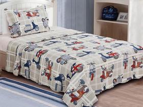 Colcha evolution patchwork infantil solteiro 160x230 scooter